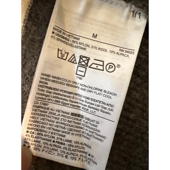 Banana Republic Gray Cream Striped Wool Alpaca Blend Sweater Tunic Size Medium - Picture 5 of 6